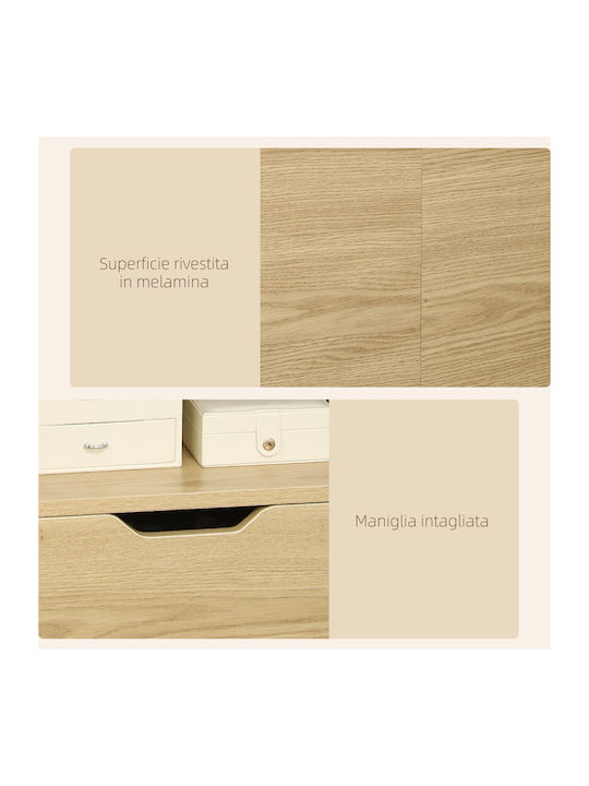 Wooden Bedside Table Beige 45x35x73cm