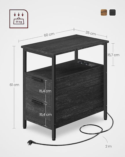 Noptieră Anthracite Grey 35x60x61cm