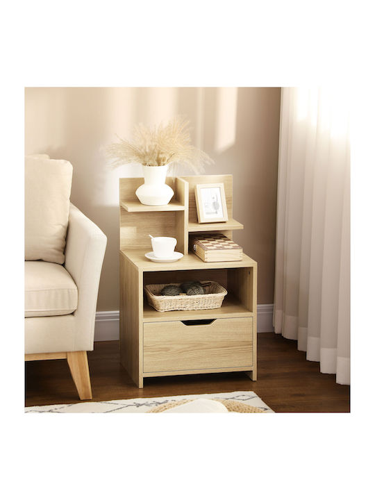 Wooden Bedside Table Beige 45x35x73cm
