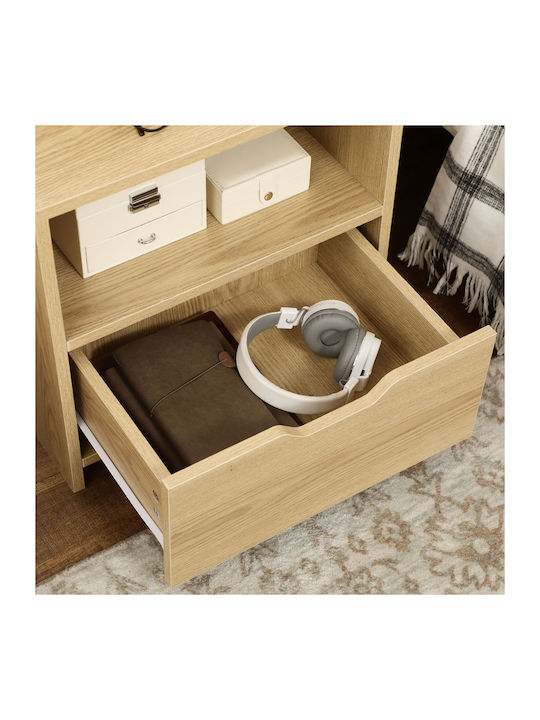 Wooden Bedside Table Beige 45x35x73cm