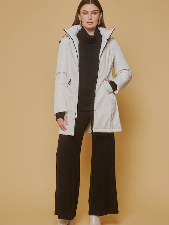 Bill Cost Kurz Damen Puffer Jacke Wasserdicht für Winter λευκό