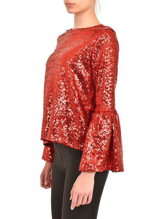 Teem Women's Blouse Long Sleeve Red