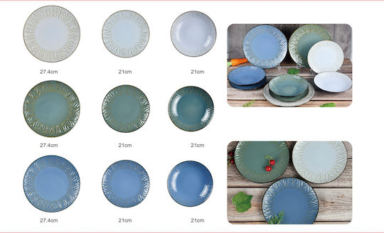 Saray Home Ayla Branch Blue Ceramic Dinnerware Set 18pcs