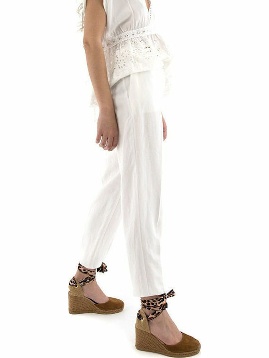 Women's Fabric Capri Trousers Regular Fit White