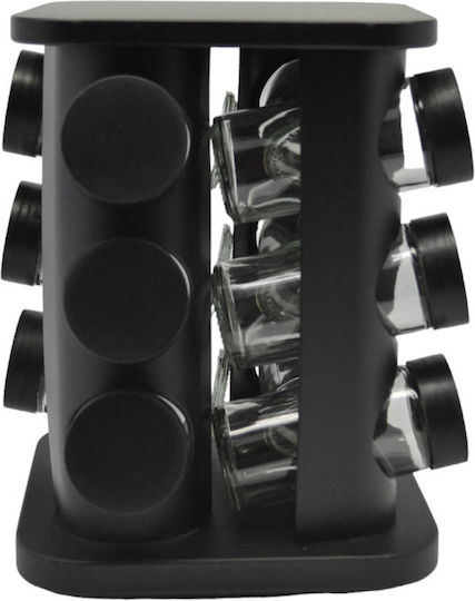 Ankor Metallic Tabletop Rotating Spice Rack Black 12pcs