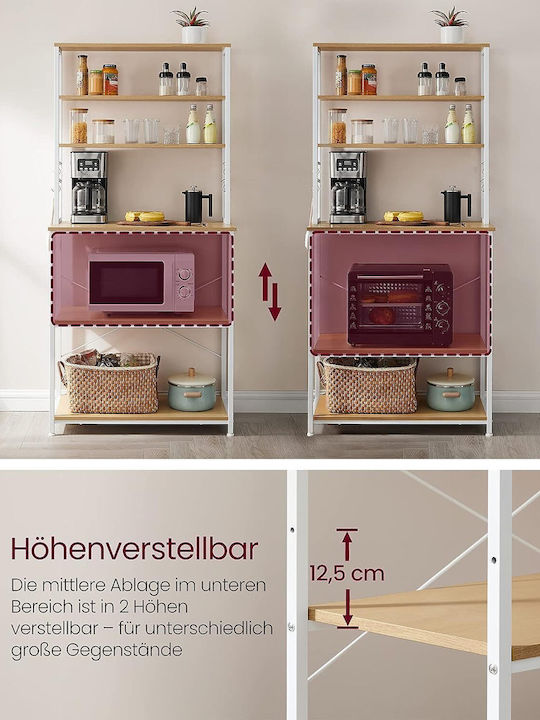 Vasagle Kitchen Rack Metallic 6 Tiers White 40x40x167cm
