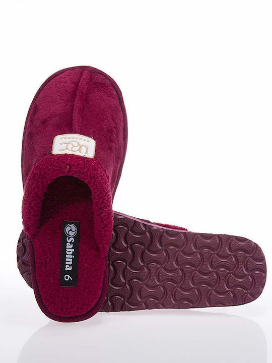 Sabina Women's Slippers with Fur Burgundy