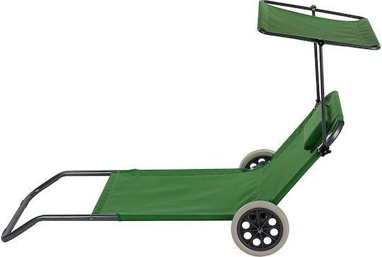 Muhler Beach Sunbeds Green Foldable Steel 147x52x24cm 4 Pieces
