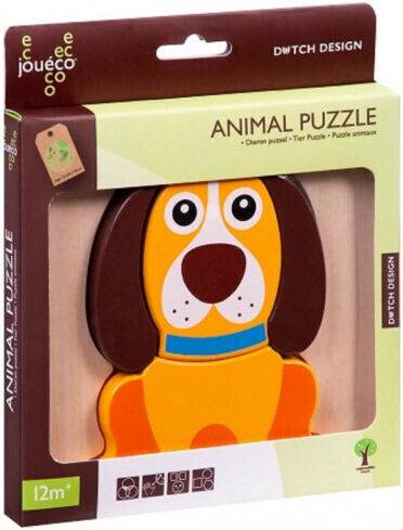Wooden Kids Puzzle Dog Dog 4pcs Joueco