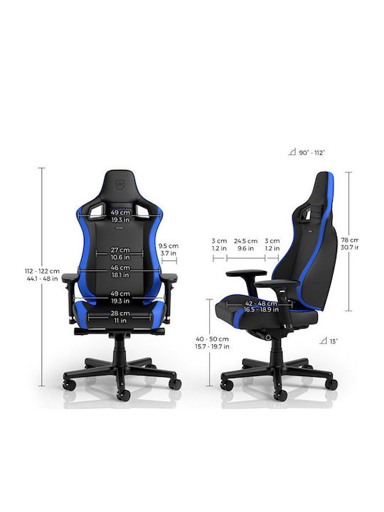 Noblechairs Epic Compact Καρέκλα Gaming Δερματίνης με Ρυθμιζόμενα Μπράτσα Black Carbon Blue