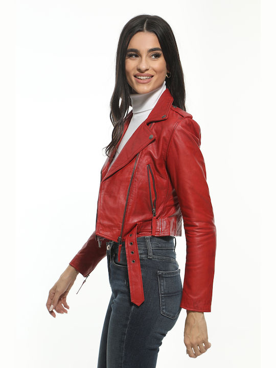 Newton Leather Women's Short Lifestyle Leather Jacket for Winter RED