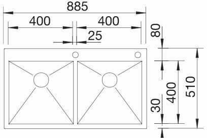 Blanco Zerox 400 400-in A Drop-In Inox Satin Finish 88.5x51cm Silver Blanco Zerox 400 400-in A Drop-In Inox Satin Finish 88.5x51cm Silver
