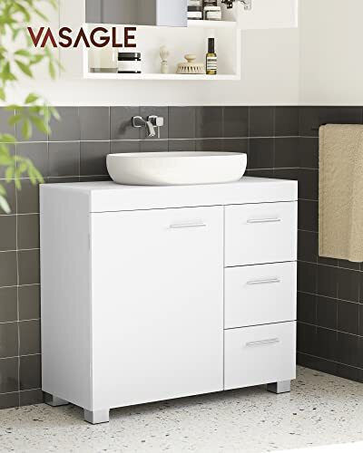 Vasagle Πάγκος χωρίς Νιπτήρα Μ70xΒ30xΥ64cm White