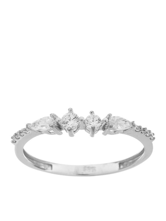 Vitopoulos Set with Necklace , Earrings & Ring from White Gold 14K with Stones