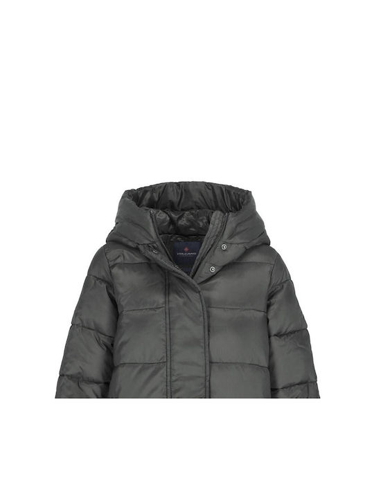 Volcano Kurz Damen Puffer Jacke für Winter Grey