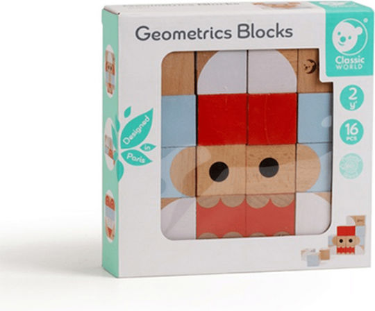 Classic World Geometric Wooden Building Blocks for 2+ Years 16 Pieces