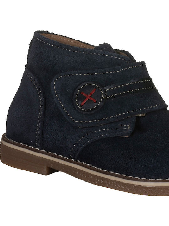 Suede Kids Boots with Velcro Navy Blue