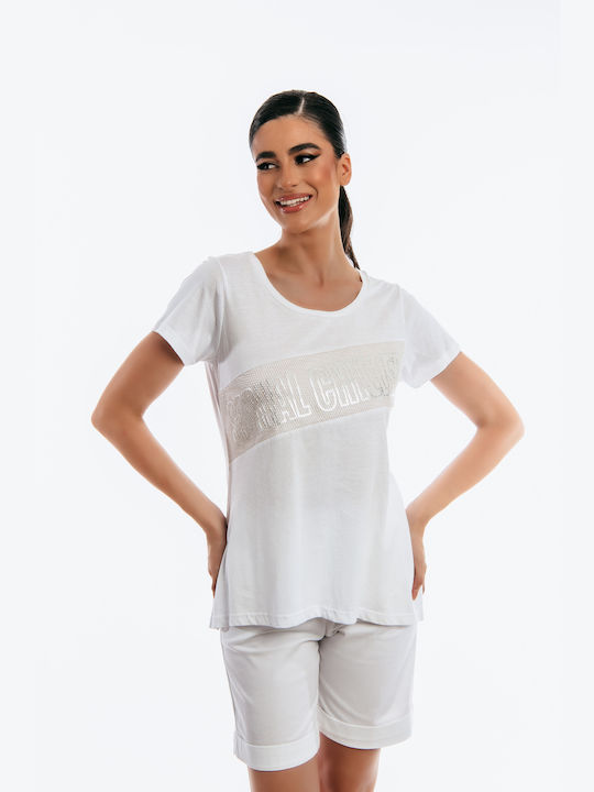 Boutique Women's Blouse Short Sleeve White