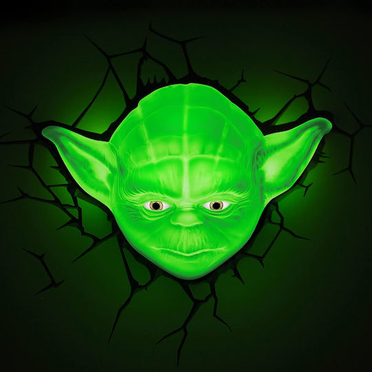 3DLightFX Детска стенна лампа LED Пластмаса Star Wars Yoda 3D
