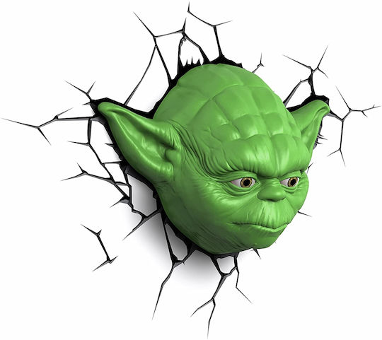 3DLightFX Детска стенна лампа LED Пластмаса Star Wars Yoda 3D