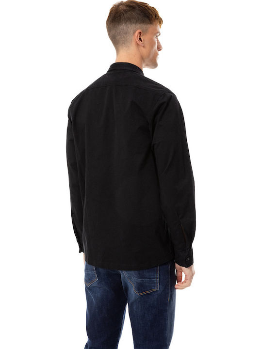 Μακρυμάνικo Τζιν Overshirt σε Κανονική Γραμμή Black