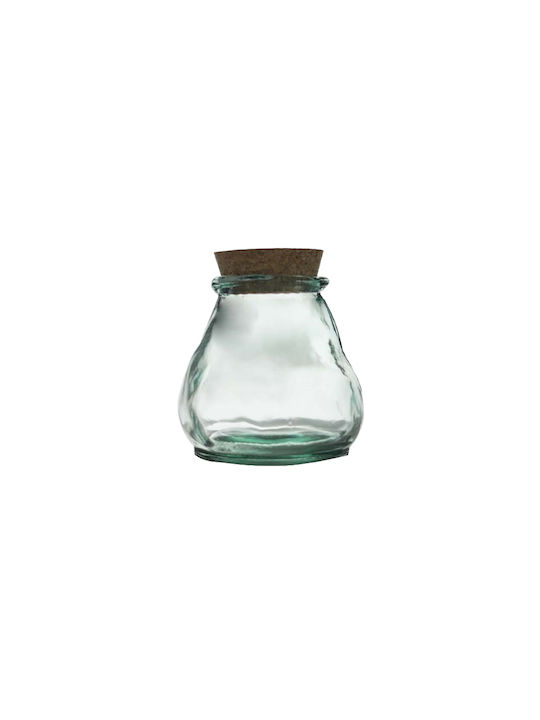 Glass Drops Βάζο Γενικής Χρήσης με Φελλό Γυάλινο Διάφανο 380ml