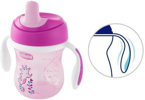 Chicco Training Cup Εκπαιδευτικό Μπιμπερό Πλαστικό με Λαβές Μωβ για 6m+ 200ml