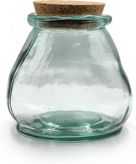 Glass Drops Βάζο Γενικής Χρήσης με Φελλό Γυάλινο Μπεζ 800ml