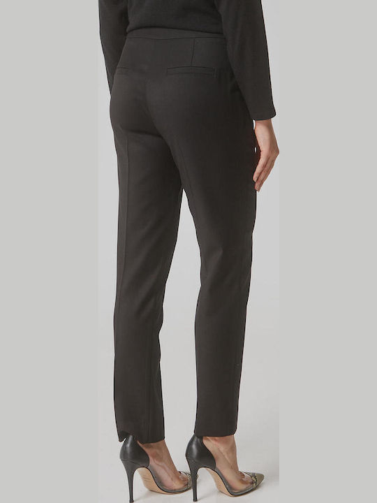 Pantaloni Dama Din Țesătură În Linie Dreaptă Negru