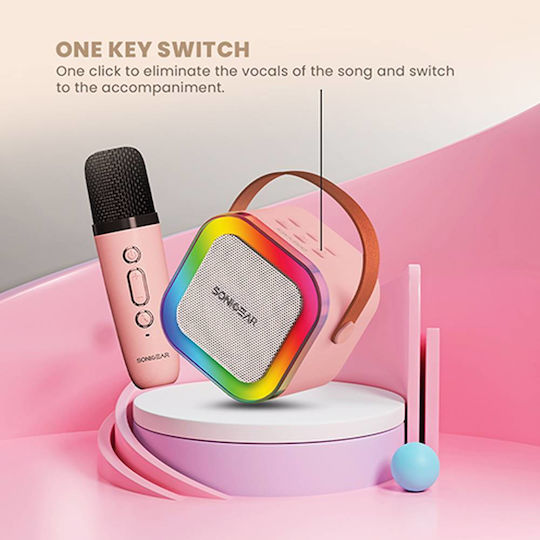 Sonic Gear Boxă Karaoke cu Microfon Fără Fir și Efecte de Iluminare IOX K200 IOXK200P Roz