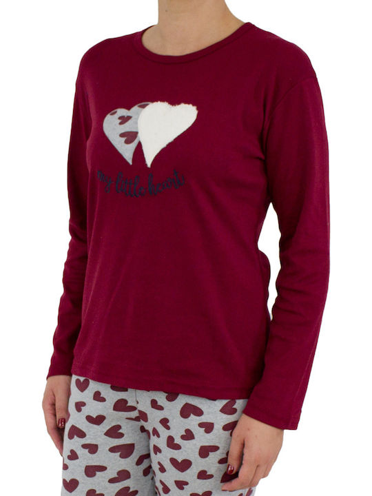 Fawn Winter Women's Pyjama Set Bordeaux