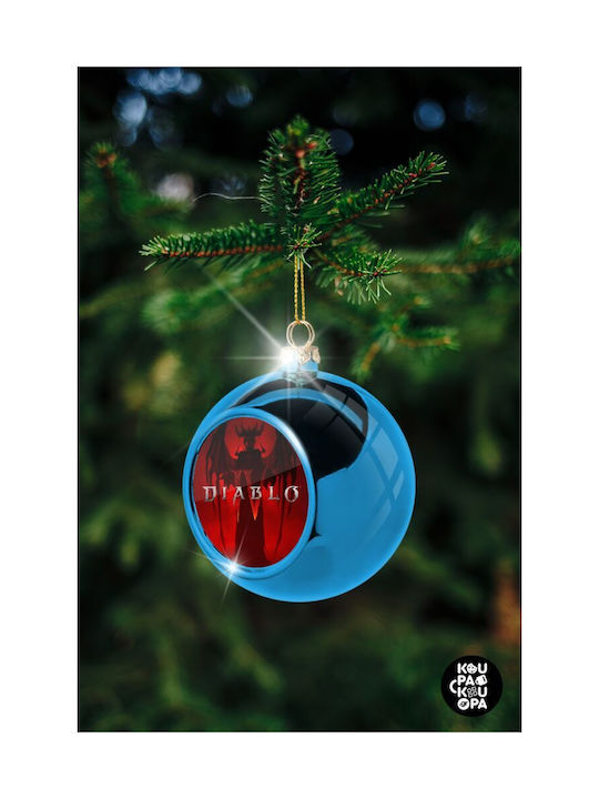 Christmas Plastic Ball Ornament Blue 8cm