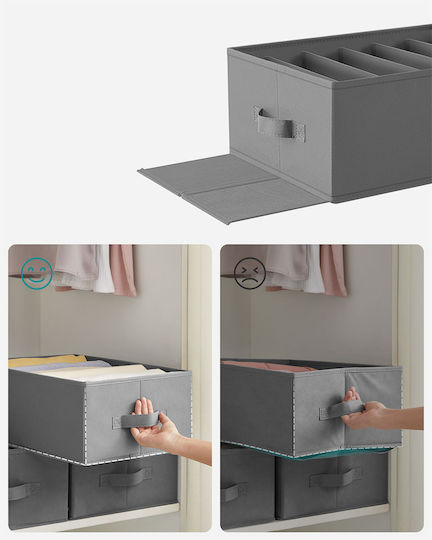Songmics Υφασμάτινο Organizer Συρταριών για Εσώρουχα / Πουκάμισο / Ρούχα σε Γκρι Χρώμα 42x30x17cm 4τμχ