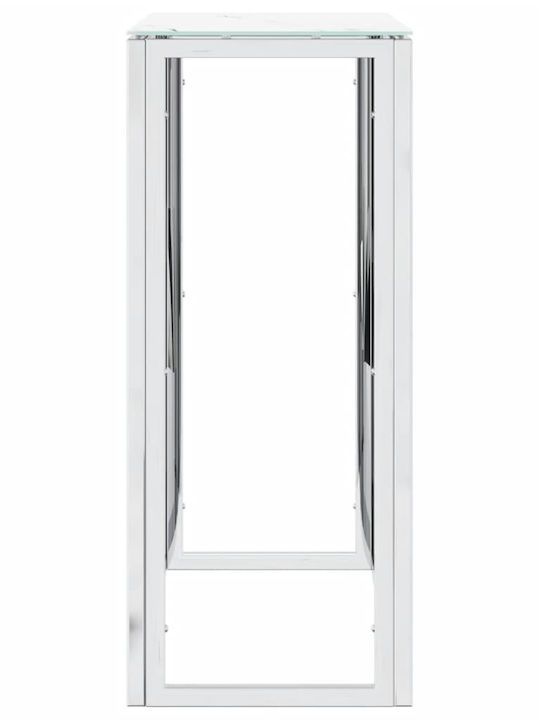 Console Table Metal with Glass Surface Silver L70xW30xH70cm