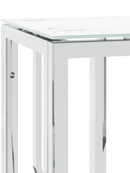 Console Table Metal with Glass Surface Silver L70xW30xH70cm