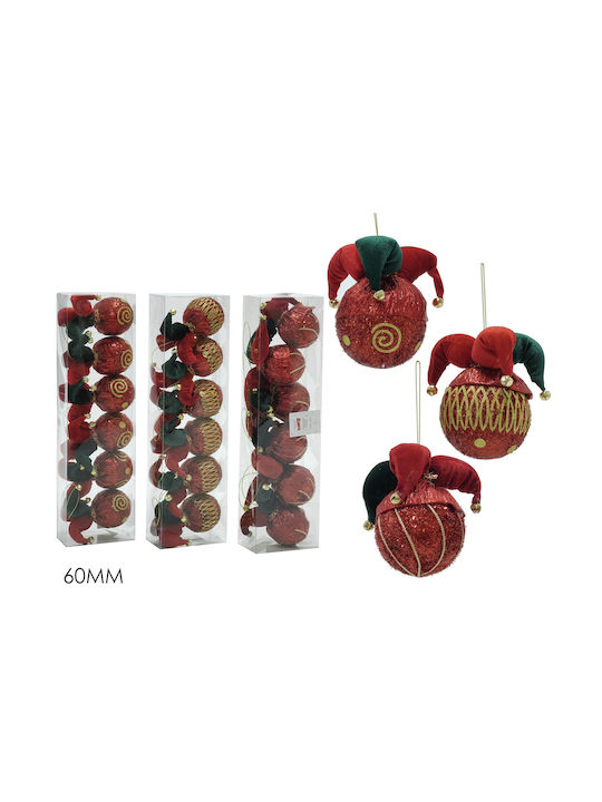 ArteLibre Weihnachtshänger Kugel Ornament Rot 6cm Set 6Stück