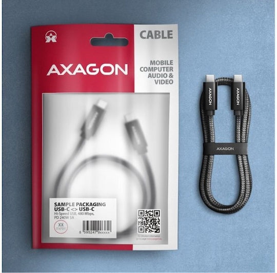 Axagon Cablu USB 2.0 USB-C Masculin - USB-C 240W PD Negru 2m AKAXNTUCM2CM20A