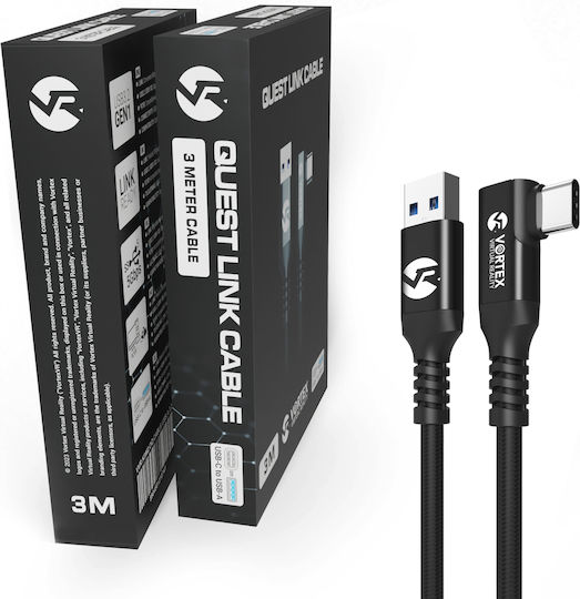Vortex Virtual Reality USB 3.2 Cable USB-C male - USB-A Μαύρο 3m VVR.K3M2.OQ.CABLE.USB.A.3.2