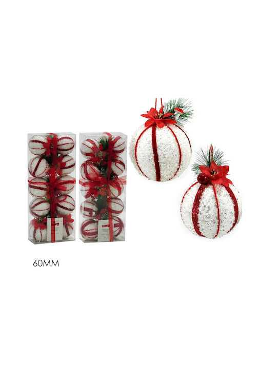 ArteLibre Christmas Ball Ornament White 6cm 10pcs