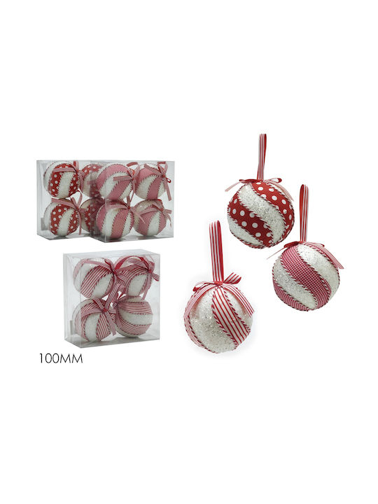 ArteLibre Christmas Ball Ornament White 10cm 4pcs