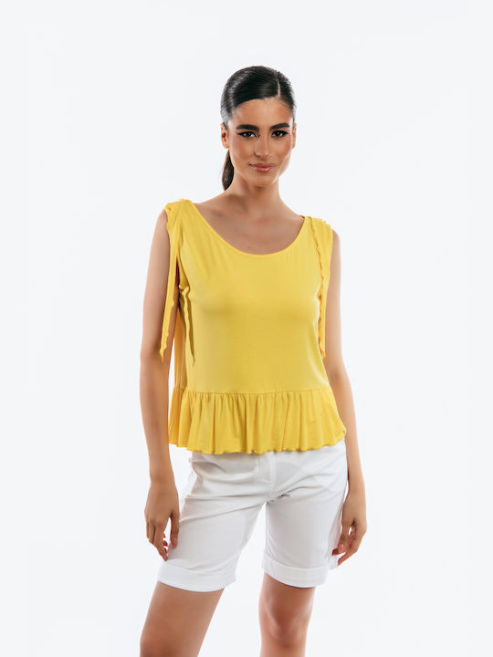 Boutique Women's Summer Blouse Sleeveless Yellow