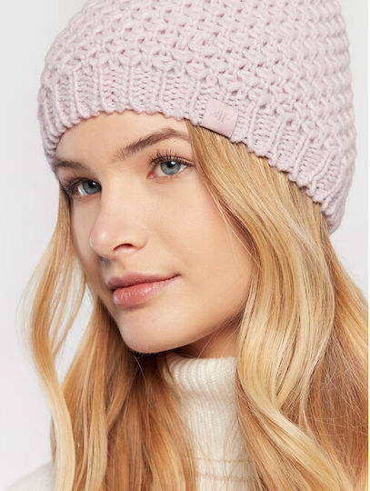 Pom Pom Beanie Γυναικείος Σκούφος Πλεκτός σε Λιλά χρώμα