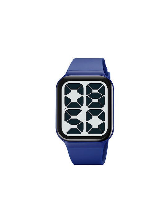 Skmei Digital Watch Battery with Rubber Strap Blue/White