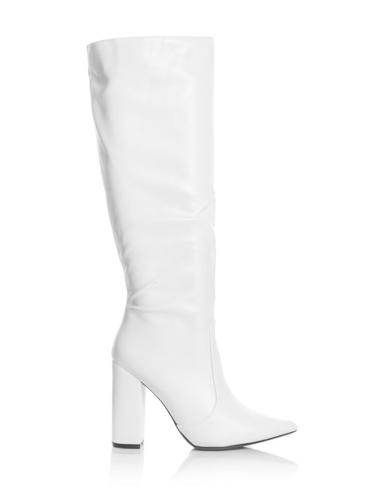 Shoe Art Synthetic Leather Women's Boots with Zipper White