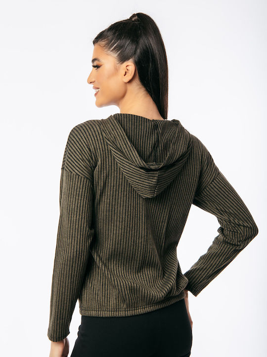 Women's Cardigan with Zipper Brown
