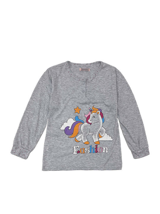 Ustyle Kids Nightwear Winter Cotton Gray Unicorn