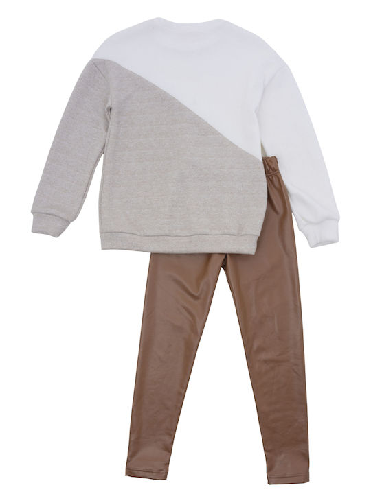 Babylon Kids Set with Leggings Winter 2pcs White-Brown