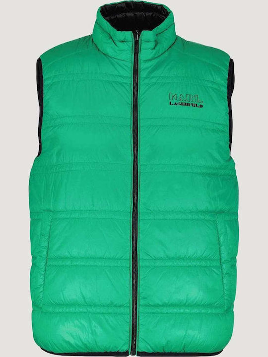 Women's Short Puffer Jacket Double Sided for Winter Green/Black