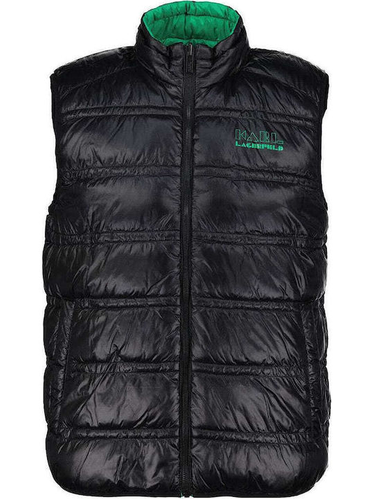 Women's Short Puffer Jacket Double Sided for Winter Green/Black