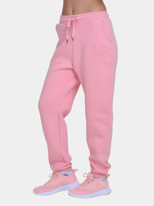Target Παντελόνι Γυναικείας Φόρμας με Λάστιχο Ροζ Fleece